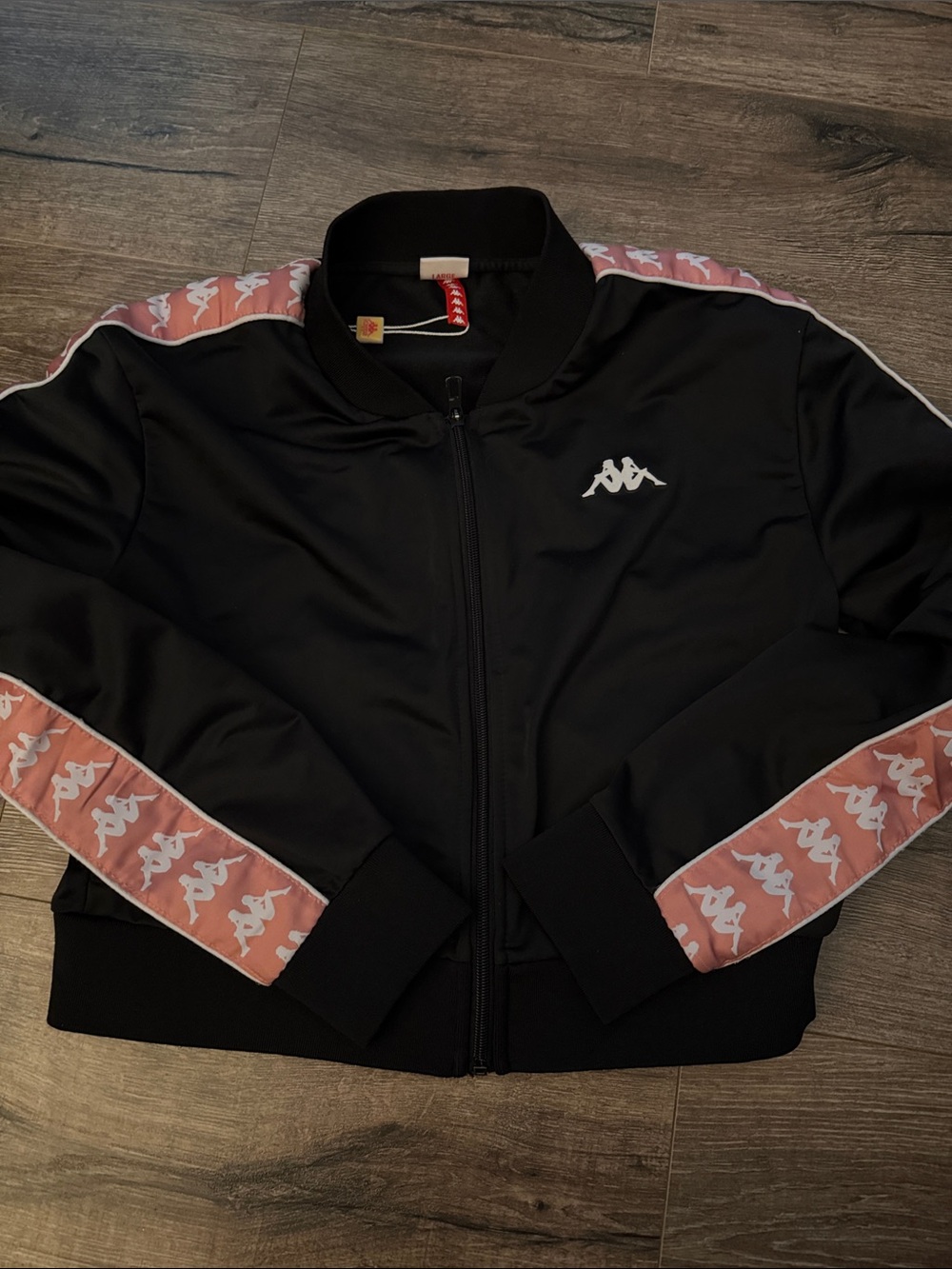 Kappa Black Jacket with Pink/White Logo Tape